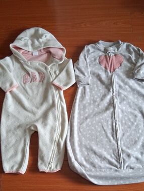 GAP White Fleece Romper and Carter's Sleep Sack, 6-12 months